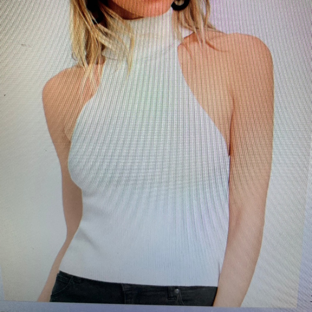 NWT Lulu's Turtleneck Ribbed Tank Cream